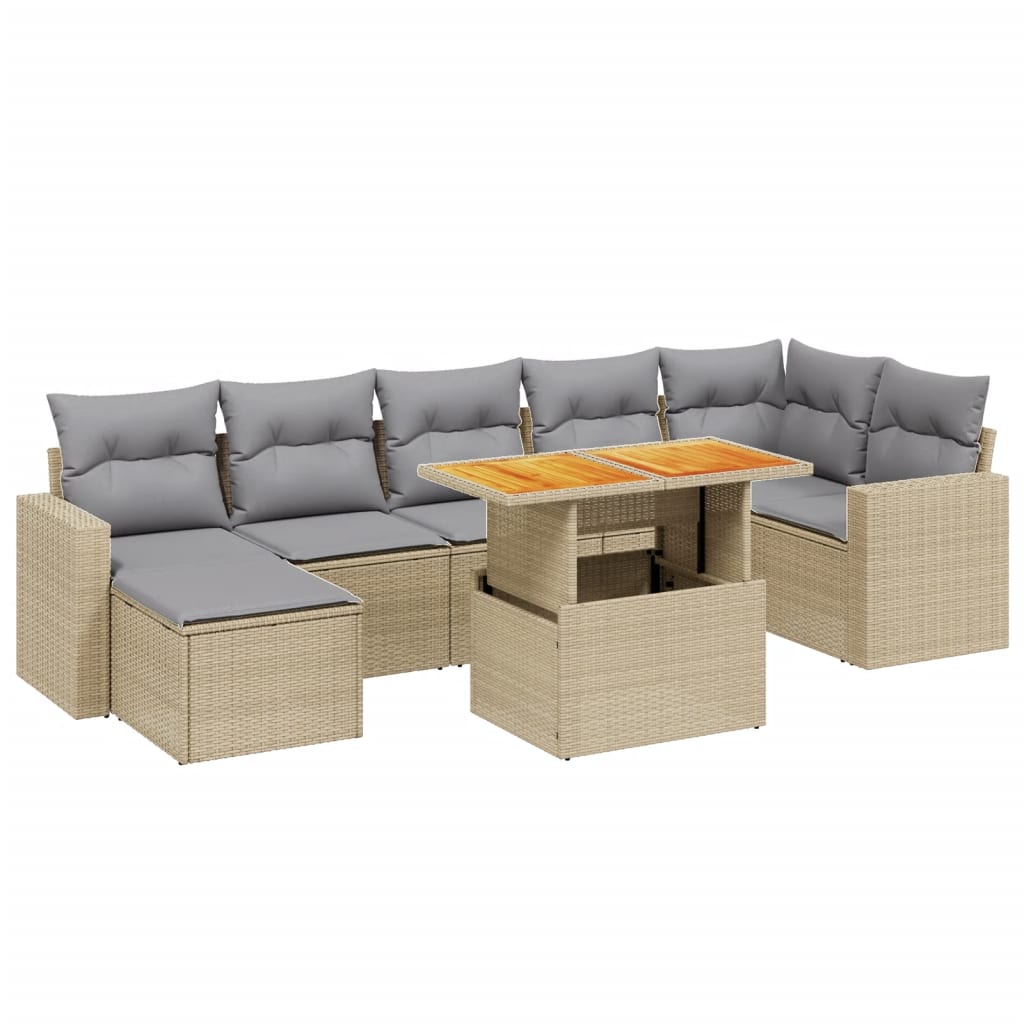 8-delige Loungeset met kussens poly rattan beige is nu te koop bij PeponiXL, paradijselijk wonen!