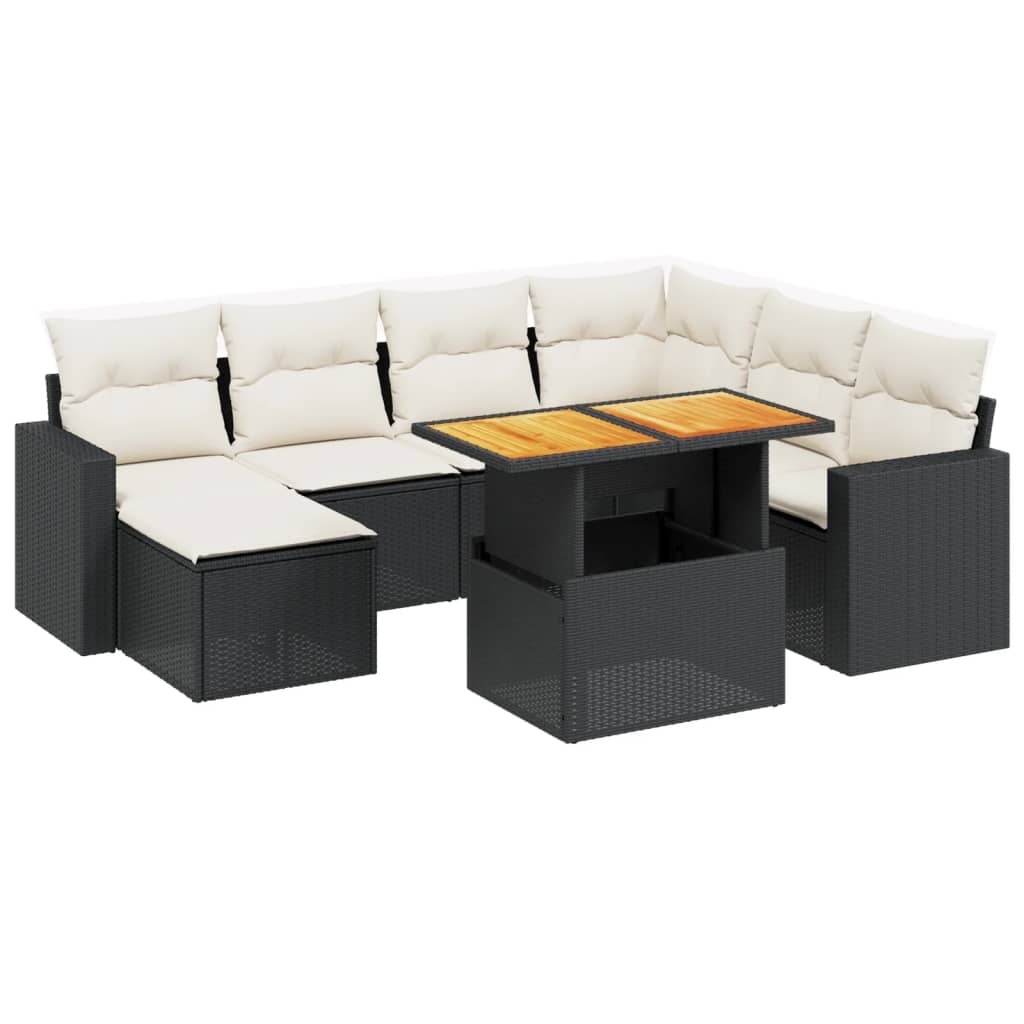 8-delige Loungeset met kussens poly rattan zwart is nu te koop bij PeponiXL, paradijselijk wonen!