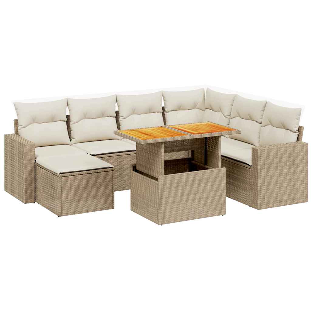 8-delige Loungeset met kussens poly rattan beige is nu te koop bij PeponiXL, paradijselijk wonen!