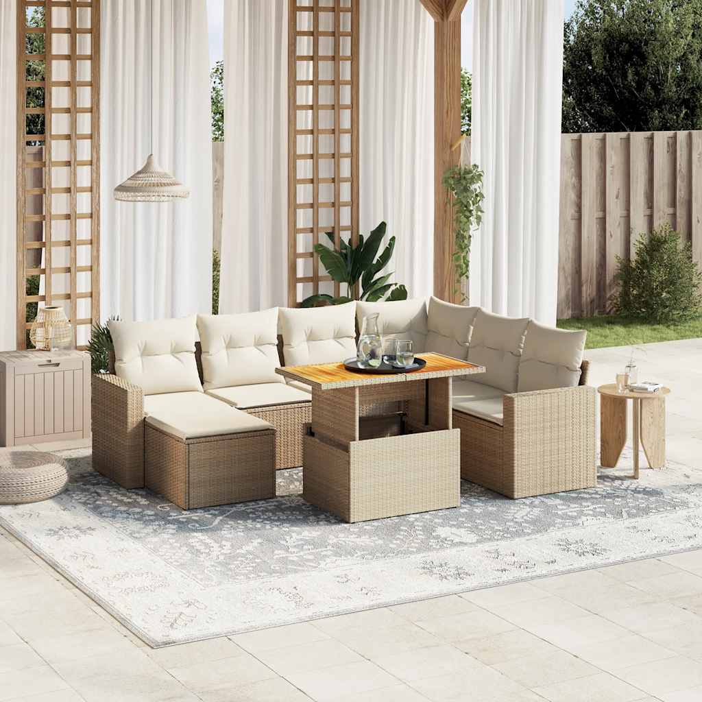 8-delige Loungeset met kussens poly rattan beige is nu te koop bij PeponiXL, paradijselijk wonen!