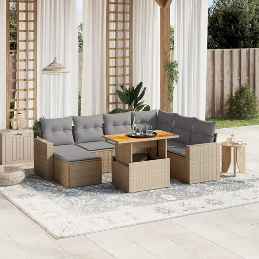8-delige Loungeset met kussens poly rattan beige is nu te koop bij PeponiXL, paradijselijk wonen!