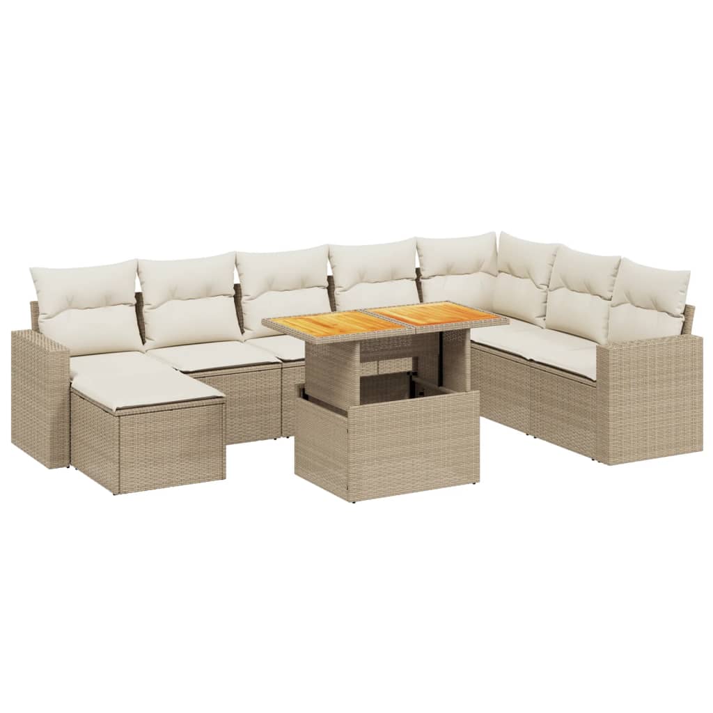 9-delige Loungeset met kussens poly rattan beige is nu te koop bij PeponiXL, paradijselijk wonen!