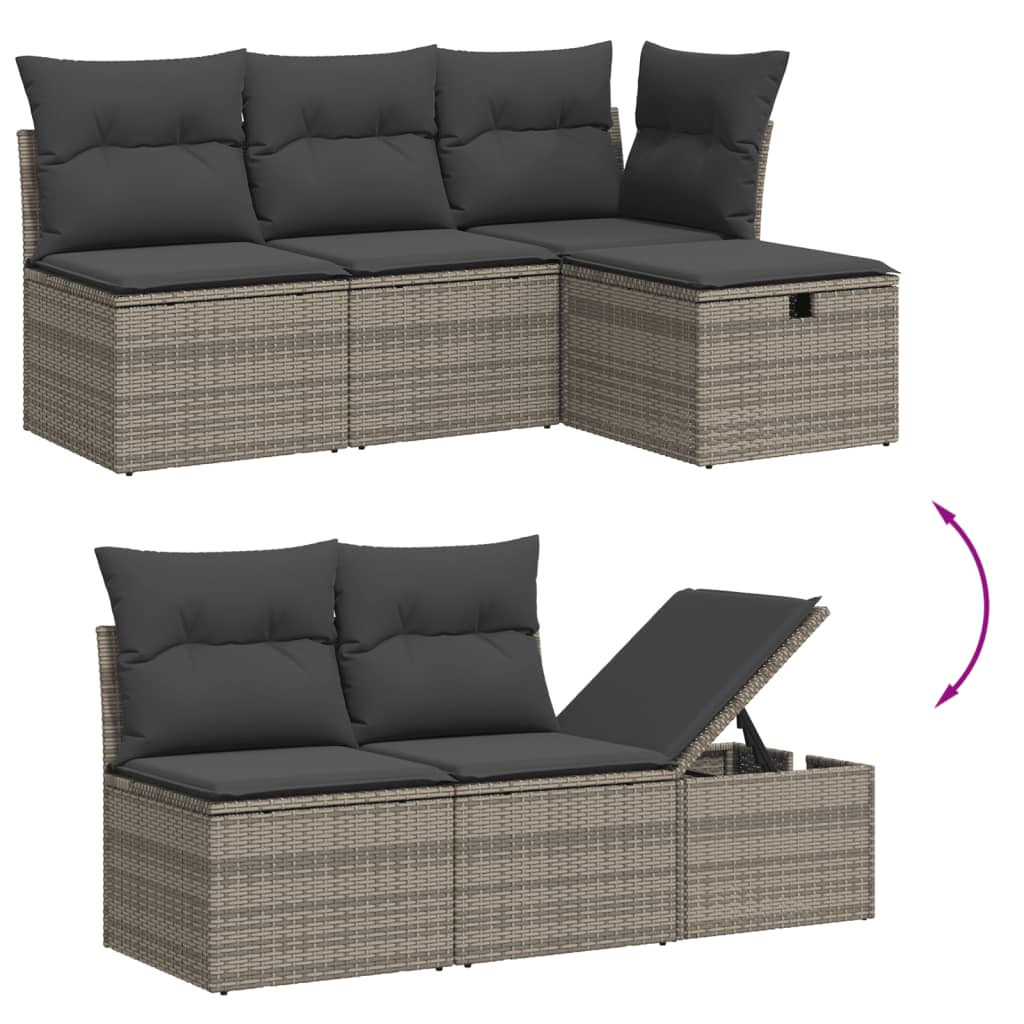 6-delige Loungeset met kussens poly rattan grijs is nu te koop bij PeponiXL, paradijselijk wonen!
