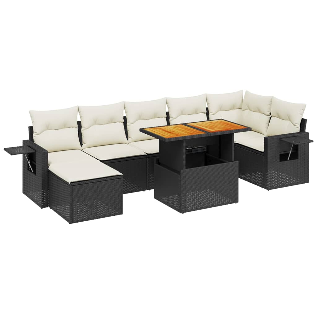 8-delige Loungeset met kussens poly rattan zwart is nu te koop bij PeponiXL, paradijselijk wonen!