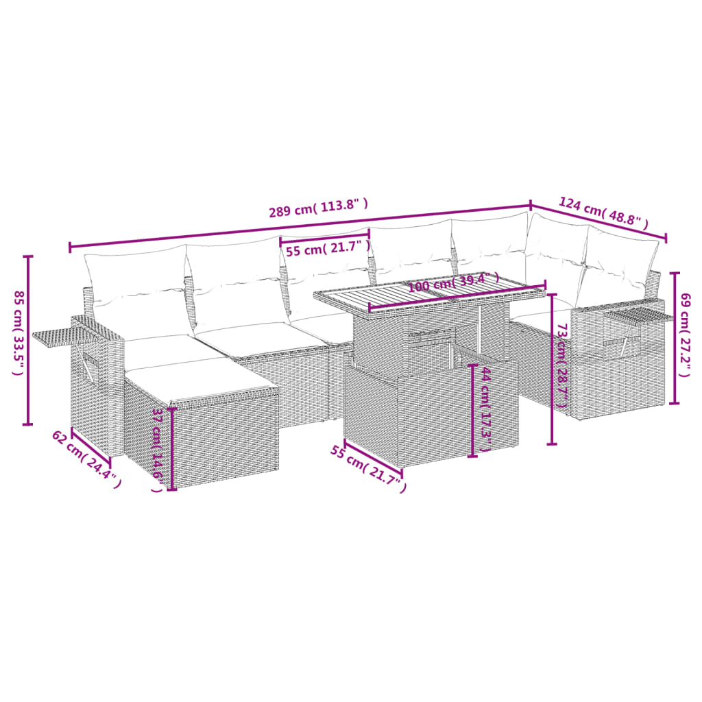 8-delige Loungeset met kussens poly rattan zwart is nu te koop bij PeponiXL, paradijselijk wonen!
