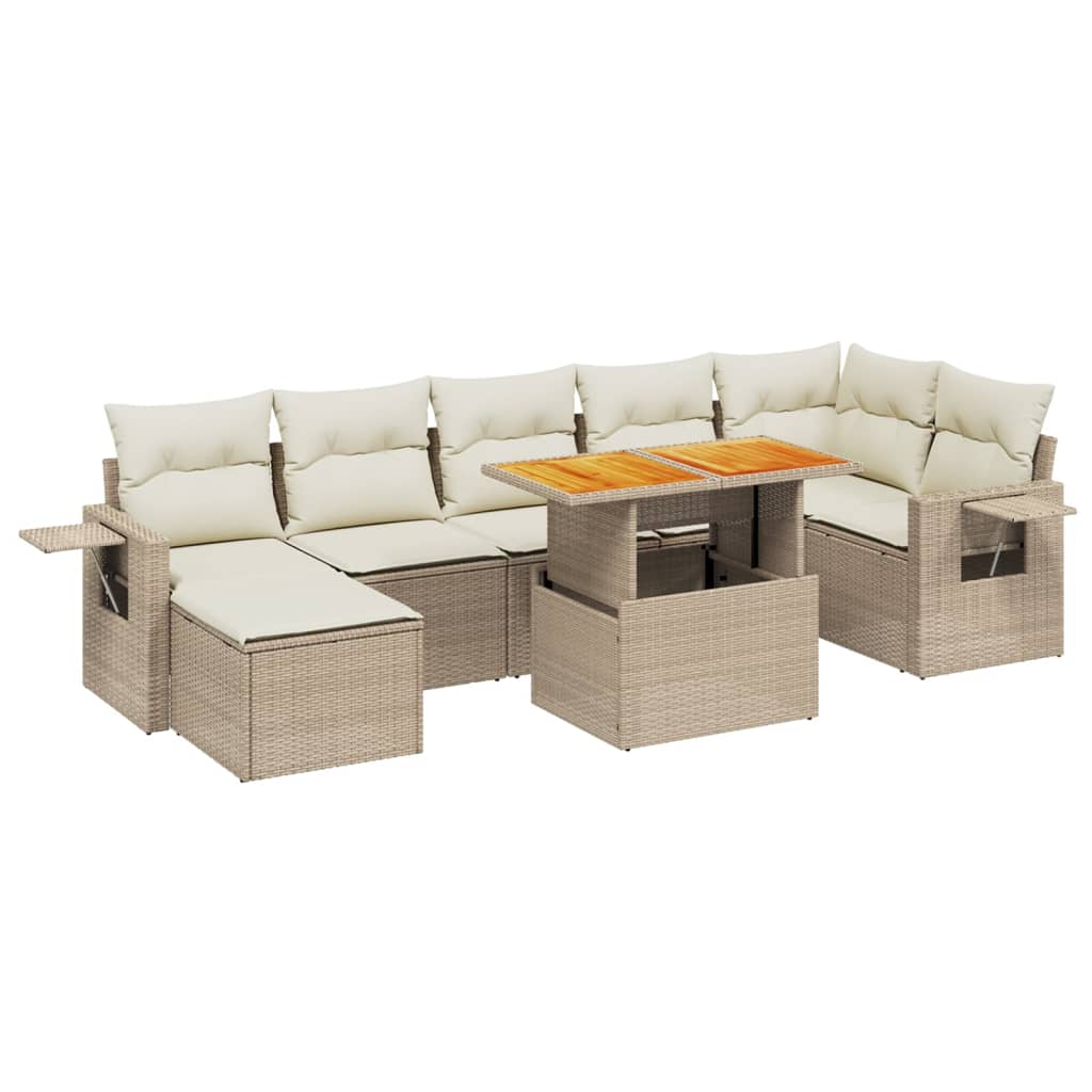 8-delige Loungeset met kussens poly rattan beige is nu te koop bij PeponiXL, paradijselijk wonen!