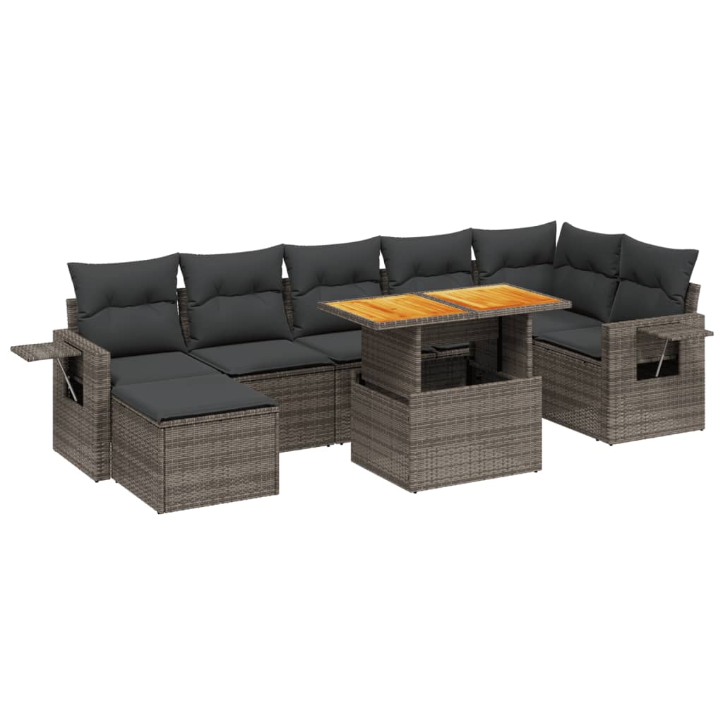 8-delige Loungeset met kussens poly rattan grijs is nu te koop bij PeponiXL, paradijselijk wonen!