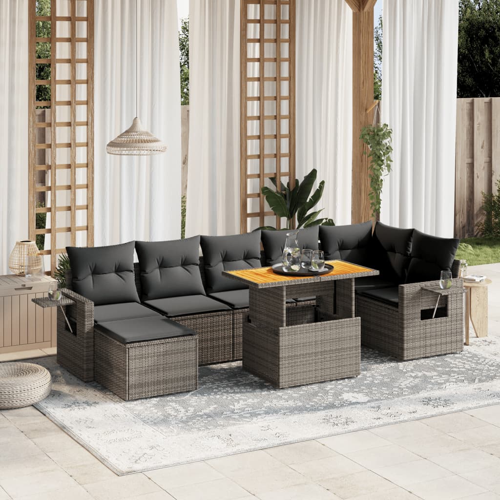 8-delige Loungeset met kussens poly rattan grijs is nu te koop bij PeponiXL, paradijselijk wonen!