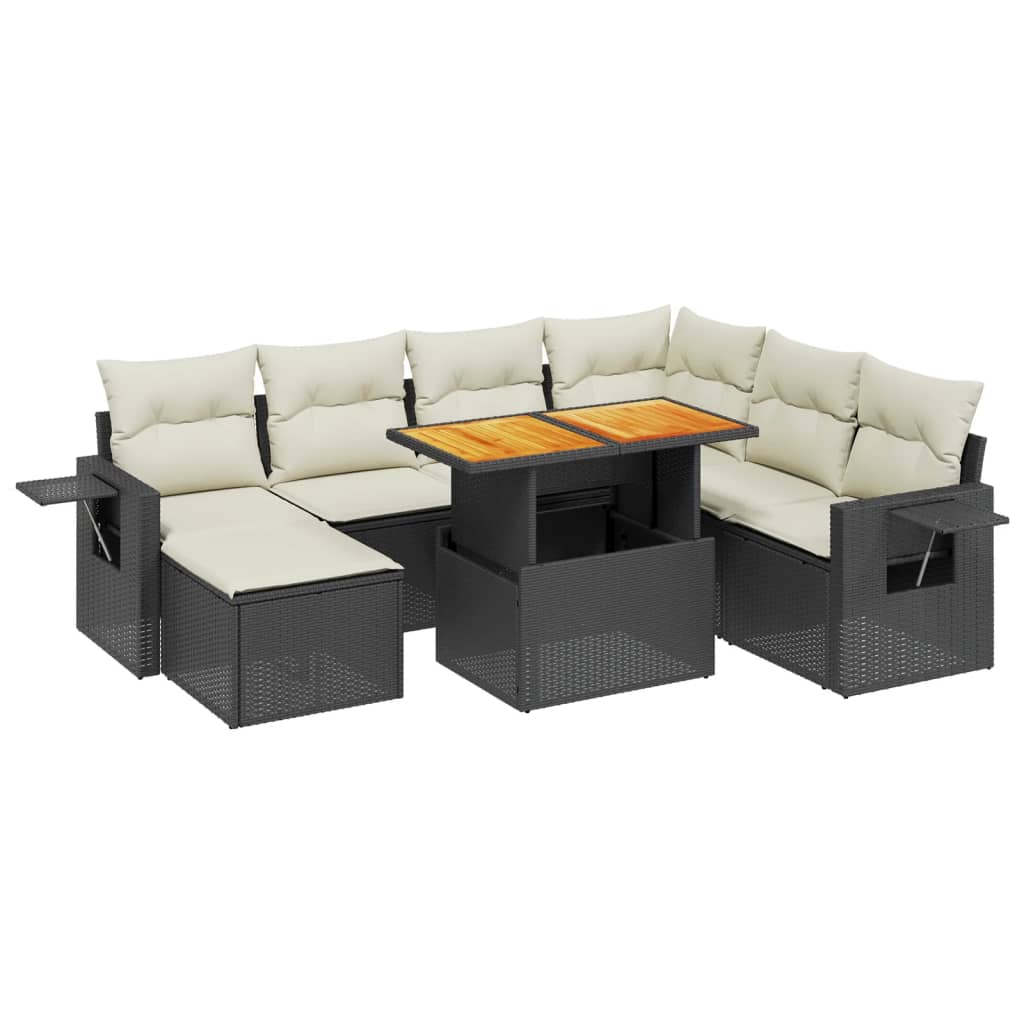 8-delige Loungeset met kussens poly rattan zwart is nu te koop bij PeponiXL, paradijselijk wonen!