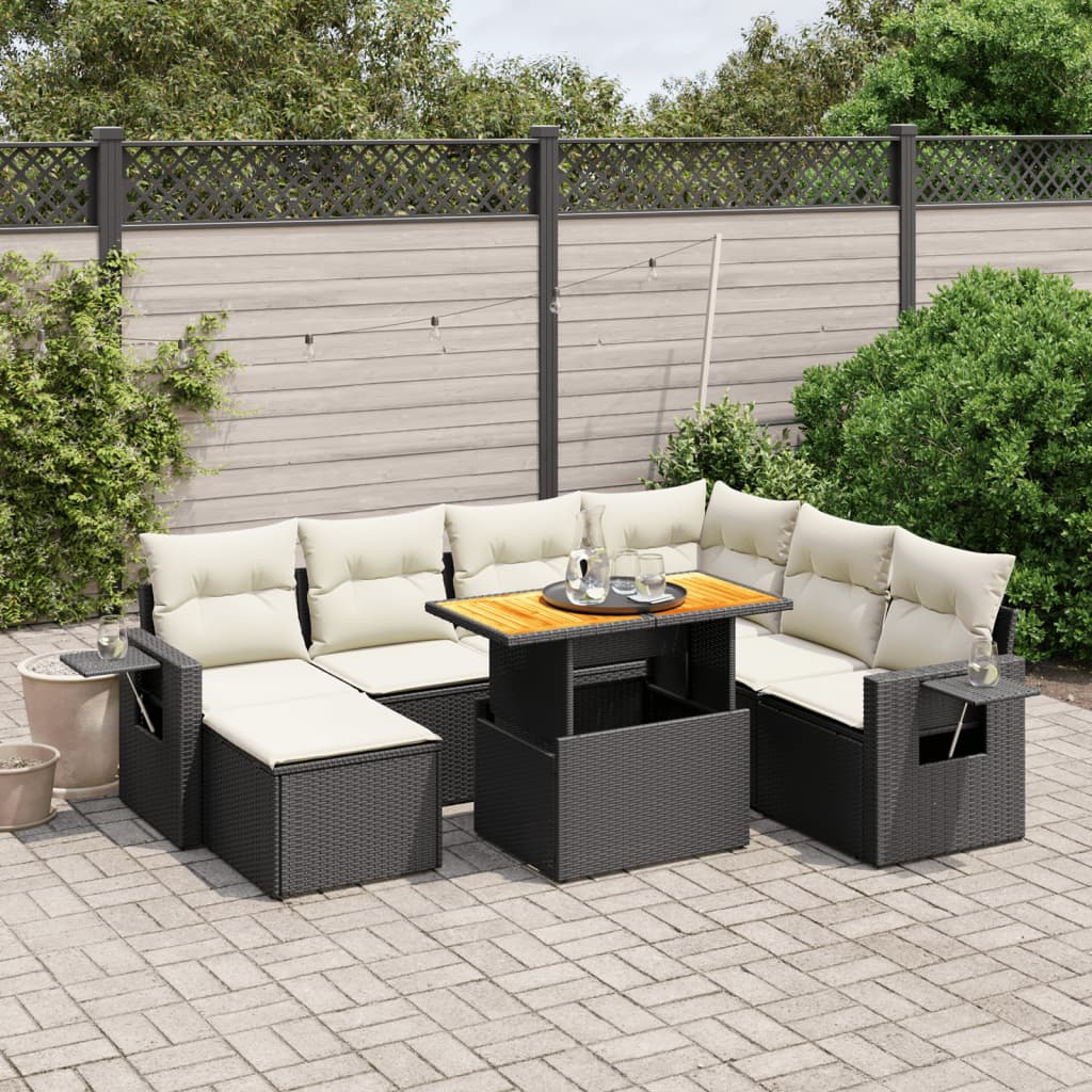 8-delige Loungeset met kussens poly rattan zwart is nu te koop bij PeponiXL, paradijselijk wonen!