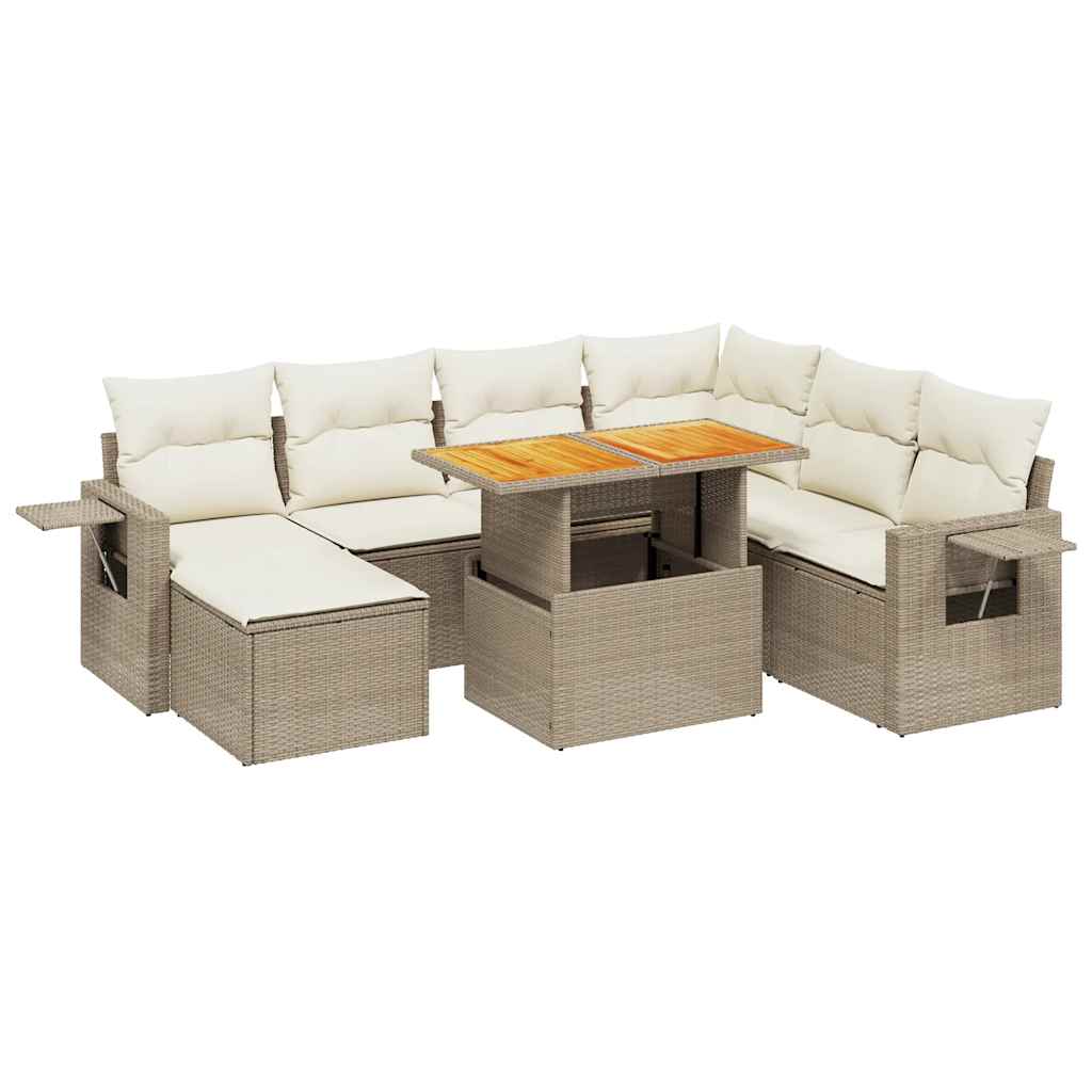 8-delige Loungeset met kussens poly rattan beige is nu te koop bij PeponiXL, paradijselijk wonen!