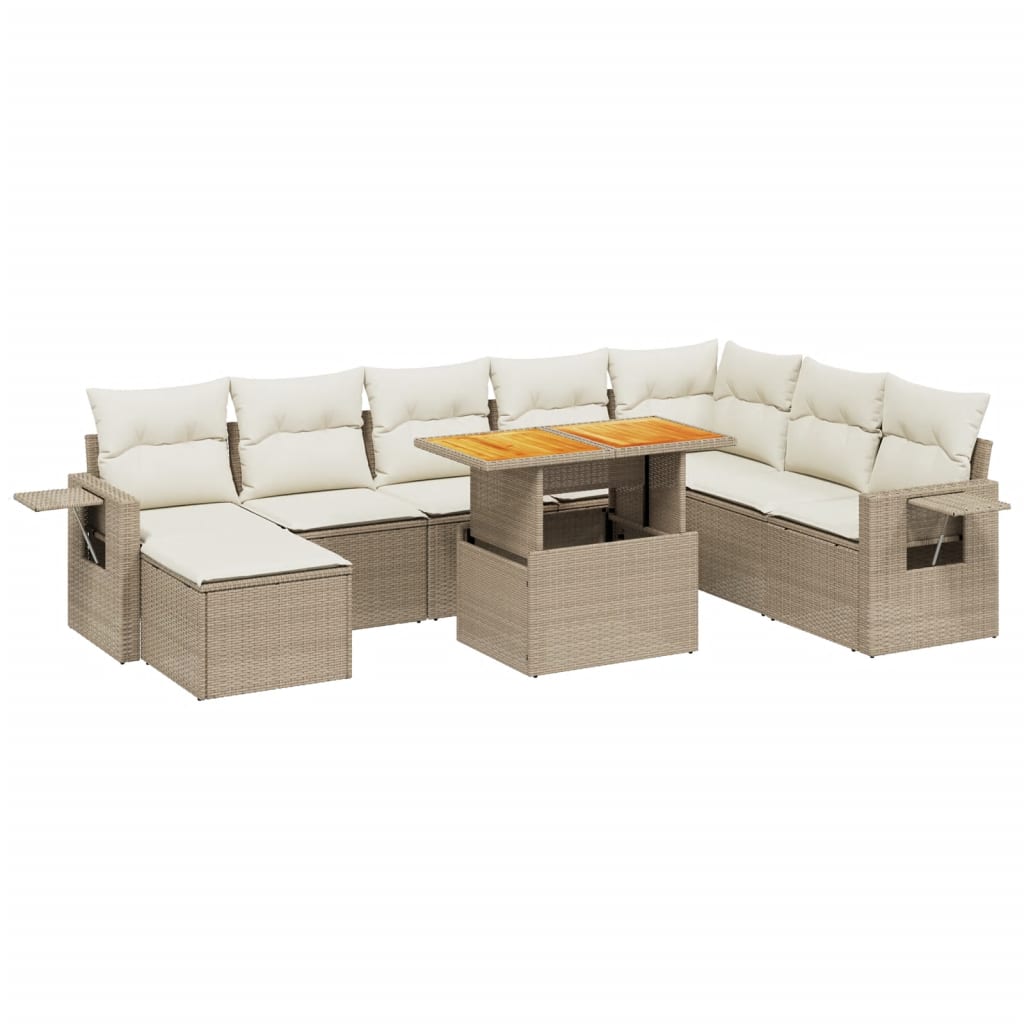 9-delige Loungeset met kussens poly rattan beige is nu te koop bij PeponiXL, paradijselijk wonen!