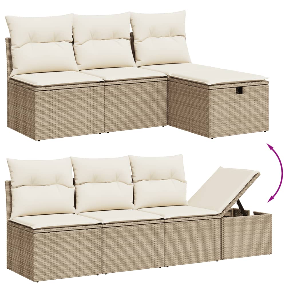 9-delige Loungeset met kussens poly rattan beige is nu te koop bij PeponiXL, paradijselijk wonen!