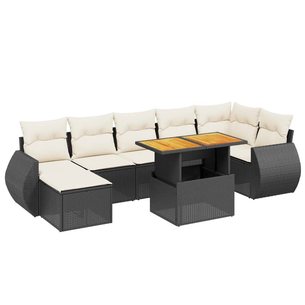 8-delige Loungeset met kussens poly rattan zwart is nu te koop bij PeponiXL, paradijselijk wonen!