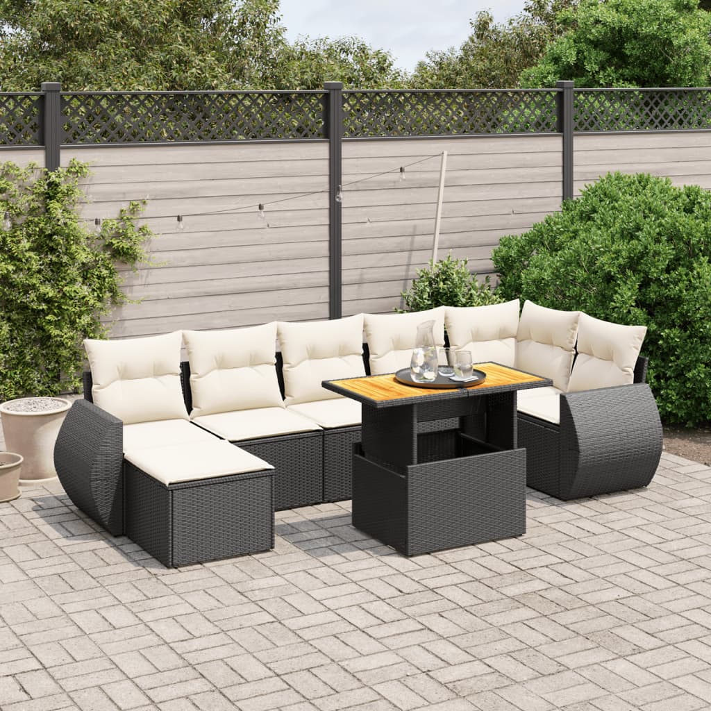 8-delige Loungeset met kussens poly rattan zwart is nu te koop bij PeponiXL, paradijselijk wonen!