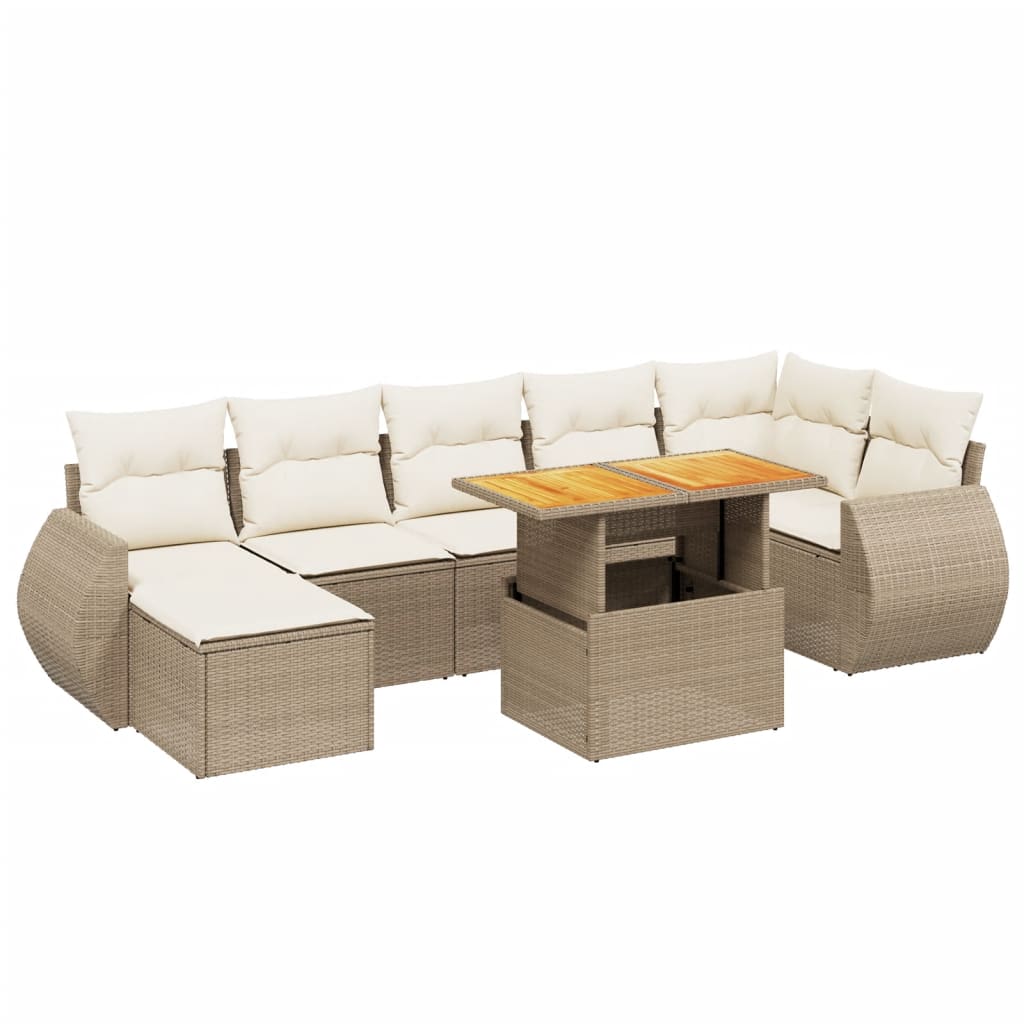 8-delige Loungeset met kussens poly rattan beige is nu te koop bij PeponiXL, paradijselijk wonen!