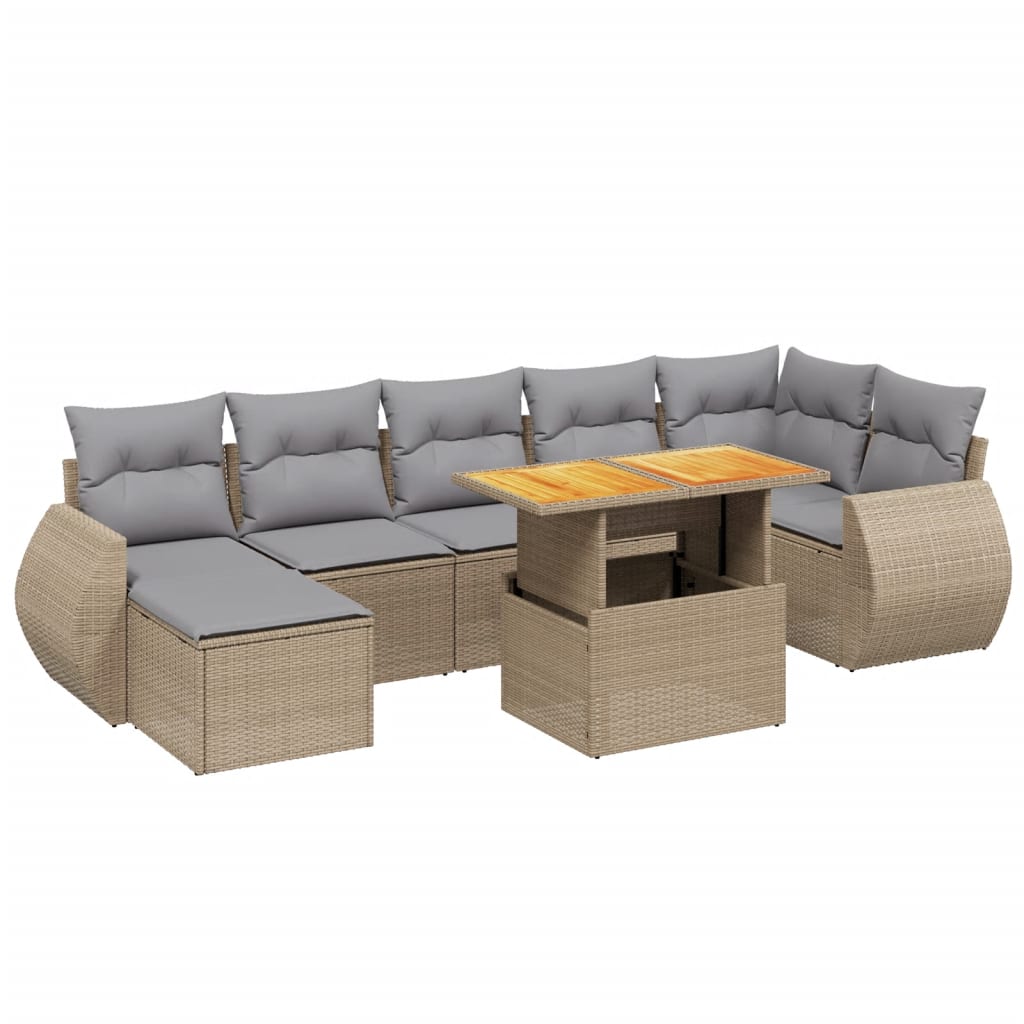 8-delige Loungeset met kussens poly rattan beige is nu te koop bij PeponiXL, paradijselijk wonen!