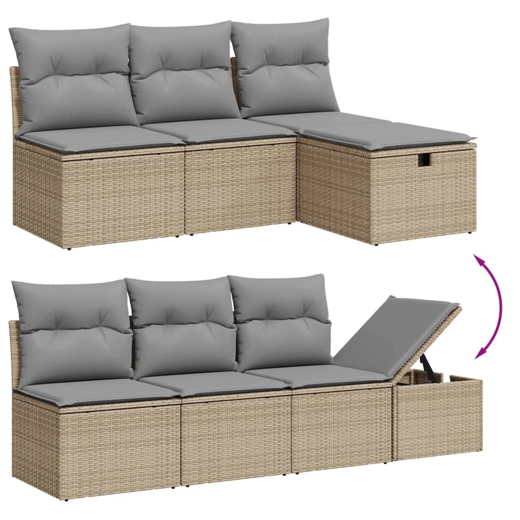 8-delige Loungeset met kussens poly rattan beige is nu te koop bij PeponiXL, paradijselijk wonen!