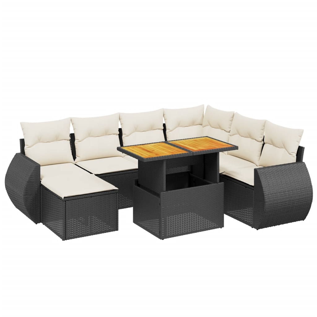 8-delige Loungeset met kussens poly rattan zwart is nu te koop bij PeponiXL, paradijselijk wonen!