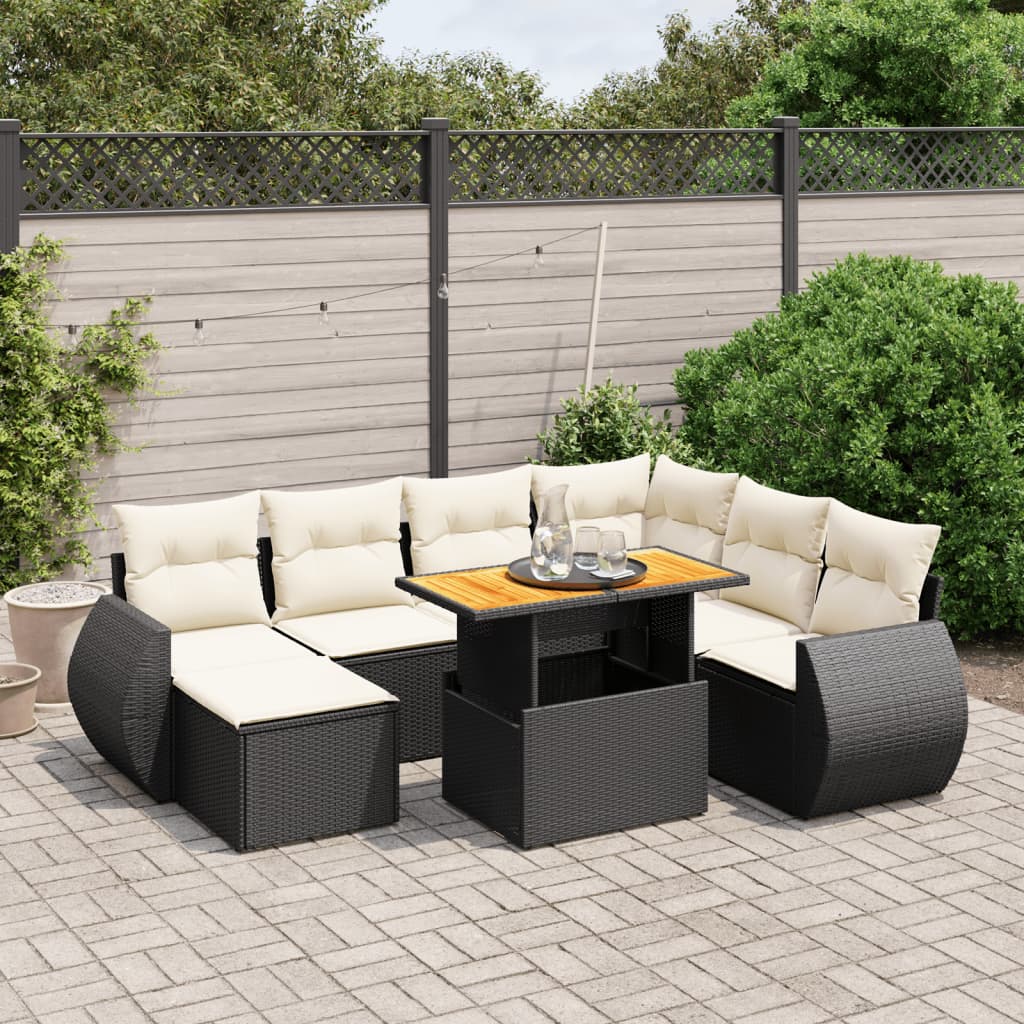 8-delige Loungeset met kussens poly rattan zwart is nu te koop bij PeponiXL, paradijselijk wonen!