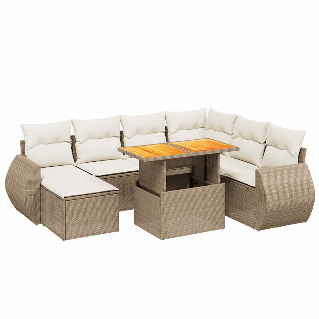 8-delige Loungeset met kussens poly rattan beige is nu te koop bij PeponiXL, paradijselijk wonen!