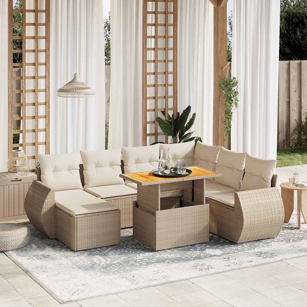 8-delige Loungeset met kussens poly rattan beige is nu te koop bij PeponiXL, paradijselijk wonen!