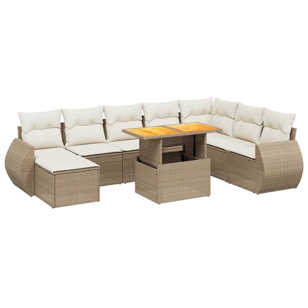 9-delige Loungeset met kussens poly rattan beige is nu te koop bij PeponiXL, paradijselijk wonen!