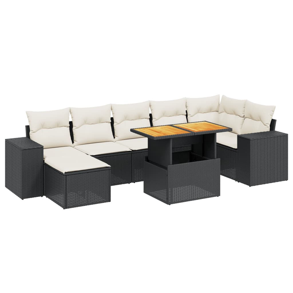 8-delige Loungeset met kussens poly rattan zwart is nu te koop bij PeponiXL, paradijselijk wonen!
