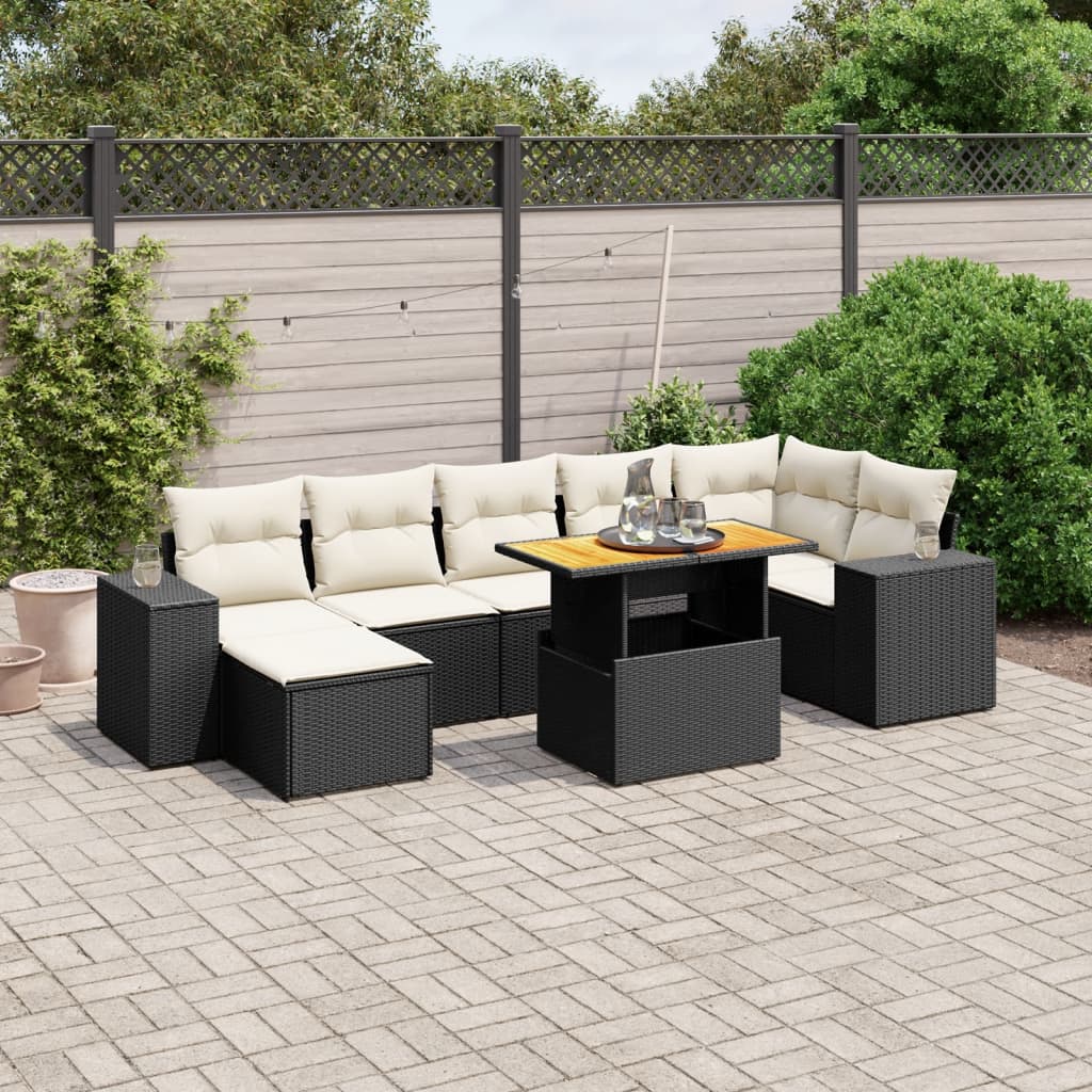 8-delige Loungeset met kussens poly rattan zwart is nu te koop bij PeponiXL, paradijselijk wonen!