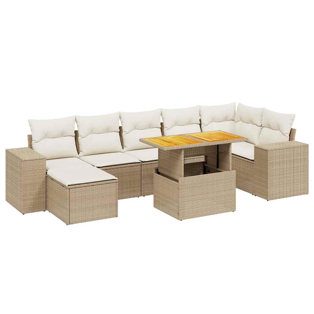 8-delige Loungeset met kussens poly rattan beige is nu te koop bij PeponiXL, paradijselijk wonen!