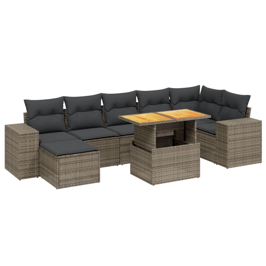 8-delige Loungeset met kussens poly rattan grijs is nu te koop bij PeponiXL, paradijselijk wonen!