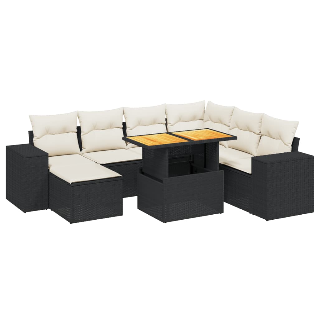 8-delige Loungeset met kussens poly rattan zwart is nu te koop bij PeponiXL, paradijselijk wonen!