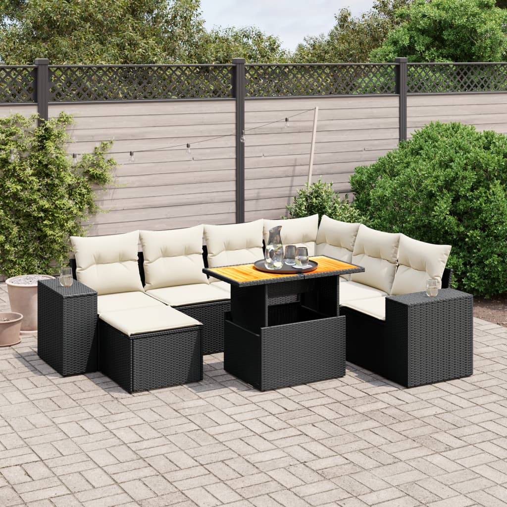 8-delige Loungeset met kussens poly rattan zwart is nu te koop bij PeponiXL, paradijselijk wonen!