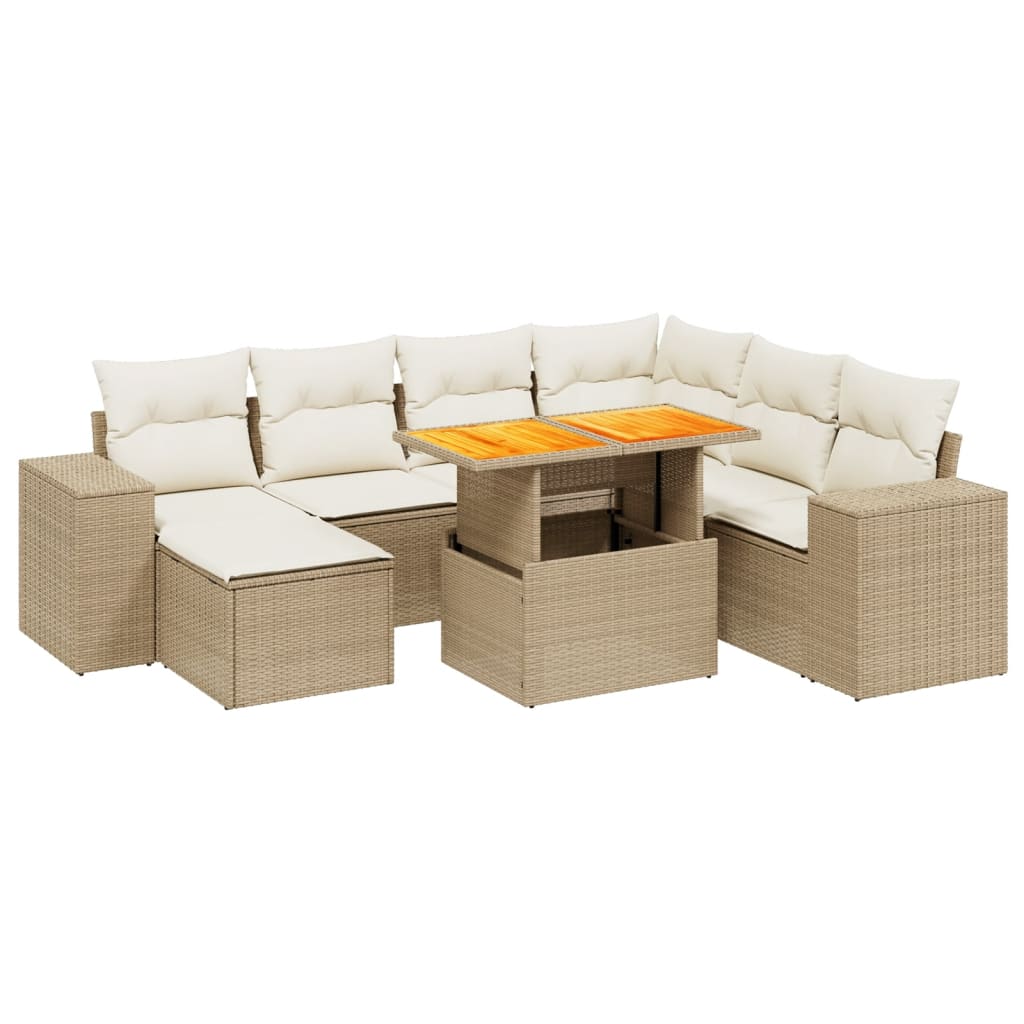 8-delige Loungeset met kussens poly rattan beige is nu te koop bij PeponiXL, paradijselijk wonen!