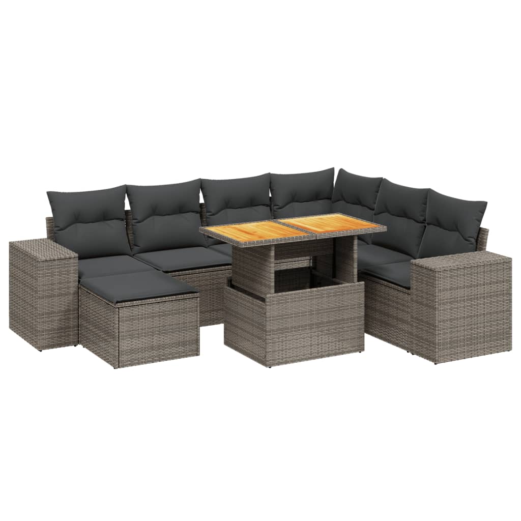 8-delige Loungeset met kussens poly rattan grijs is nu te koop bij PeponiXL, paradijselijk wonen!