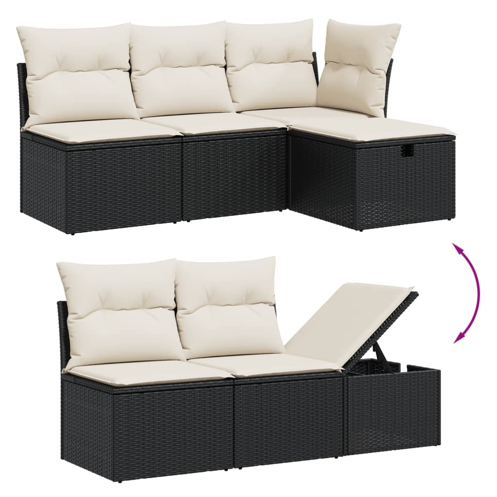 7-delige Loungeset met kussens poly rattan zwart is nu te koop bij PeponiXL, paradijselijk wonen!