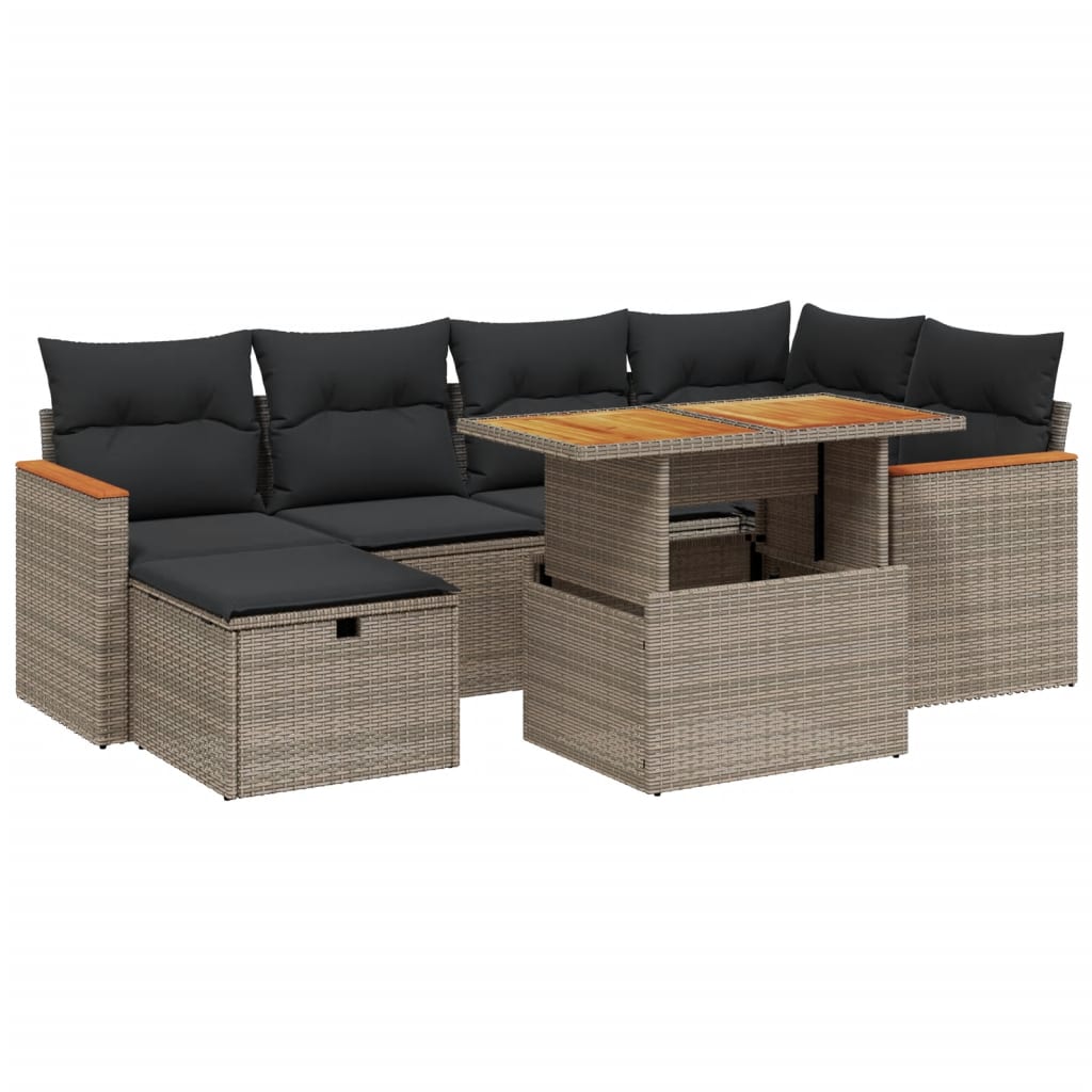 7-delige Loungeset met kussens poly rattan grijs is nu te koop bij PeponiXL, paradijselijk wonen!