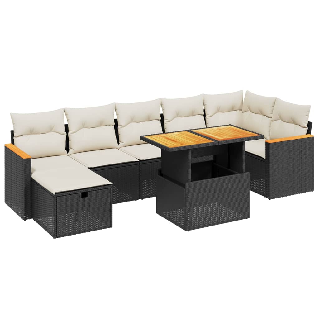 8-delige Loungeset met kussens poly rattan zwart is nu te koop bij PeponiXL, paradijselijk wonen!