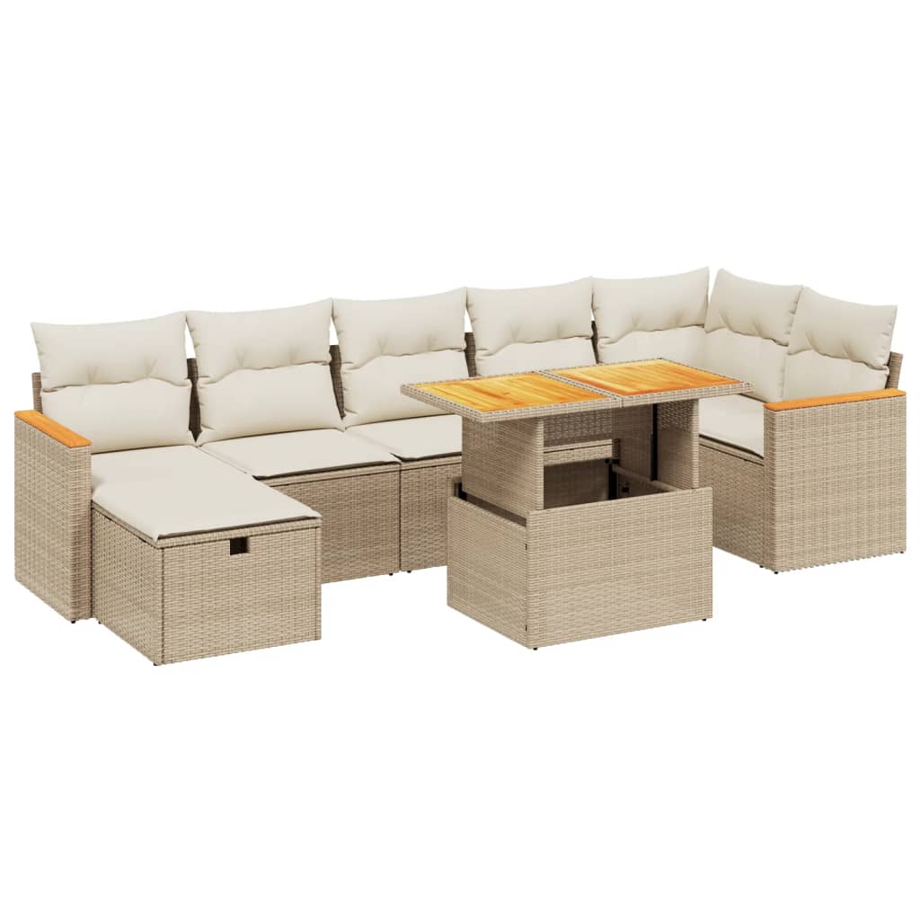 8-delige Loungeset met kussens poly rattan beige is nu te koop bij PeponiXL, paradijselijk wonen!