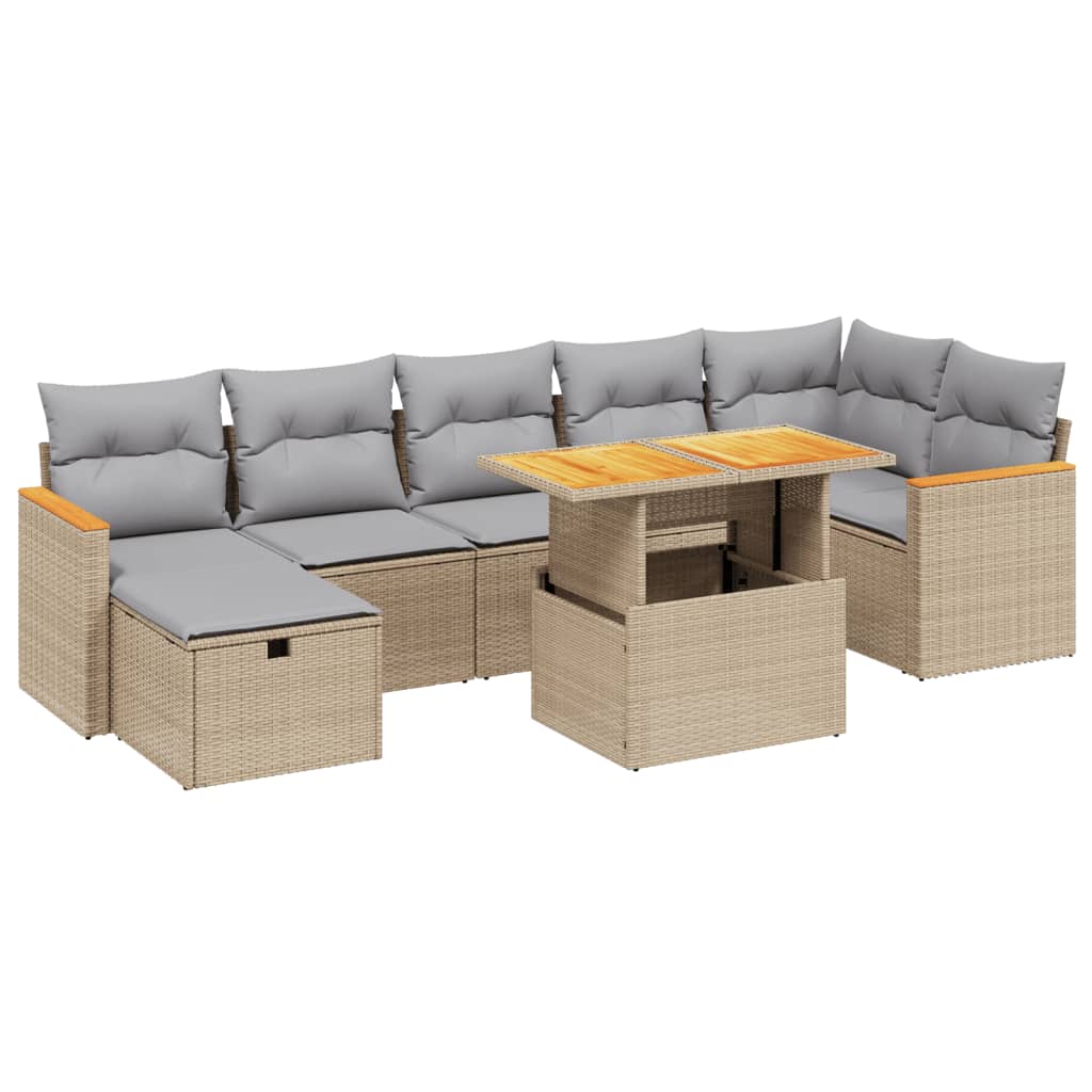 8-delige Loungeset met kussens poly rattan beige is nu te koop bij PeponiXL, paradijselijk wonen!