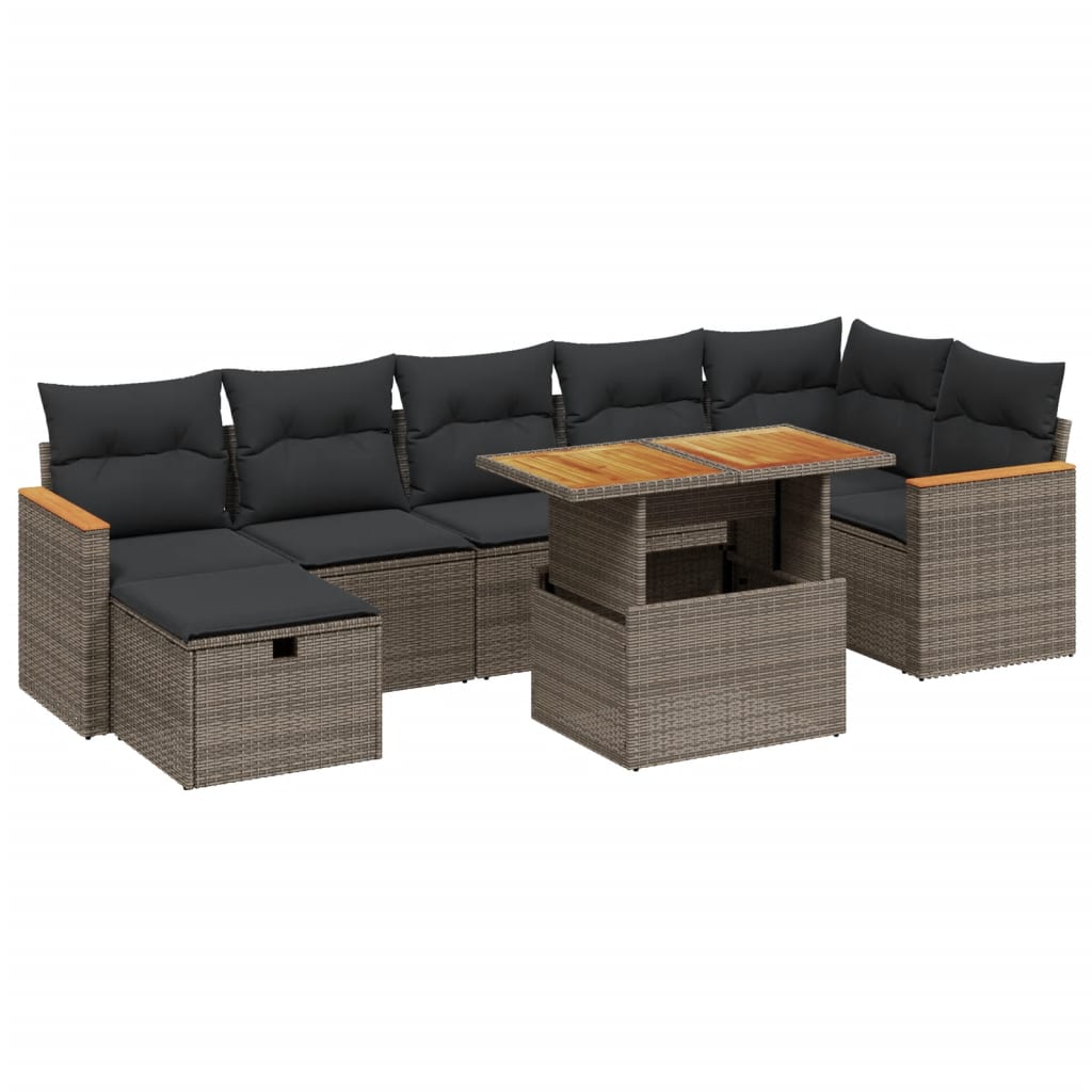 8-delige Loungeset met kussens poly rattan grijs is nu te koop bij PeponiXL, paradijselijk wonen!
