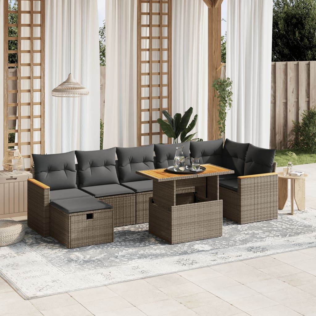 8-delige Loungeset met kussens poly rattan grijs is nu te koop bij PeponiXL, paradijselijk wonen!