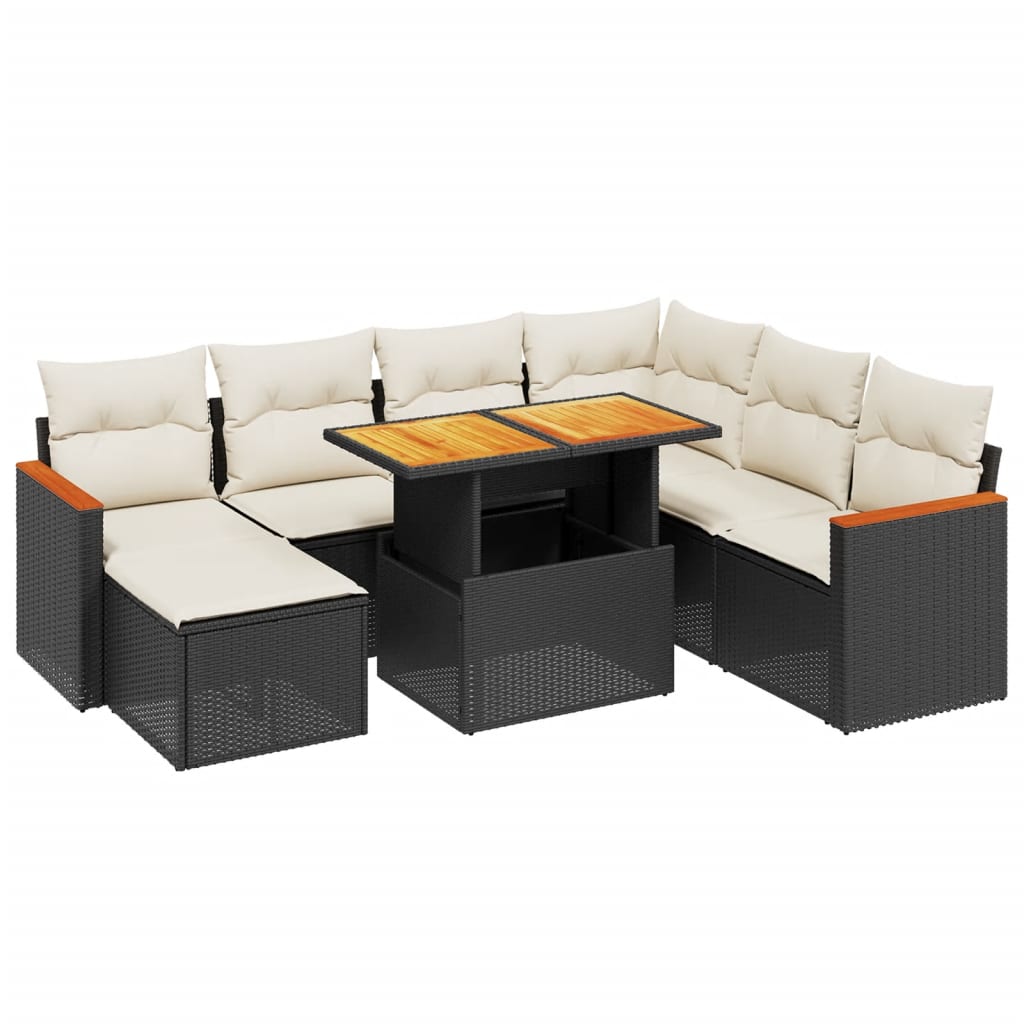 8-delige Loungeset met kussens poly rattan zwart is nu te koop bij PeponiXL, paradijselijk wonen!
