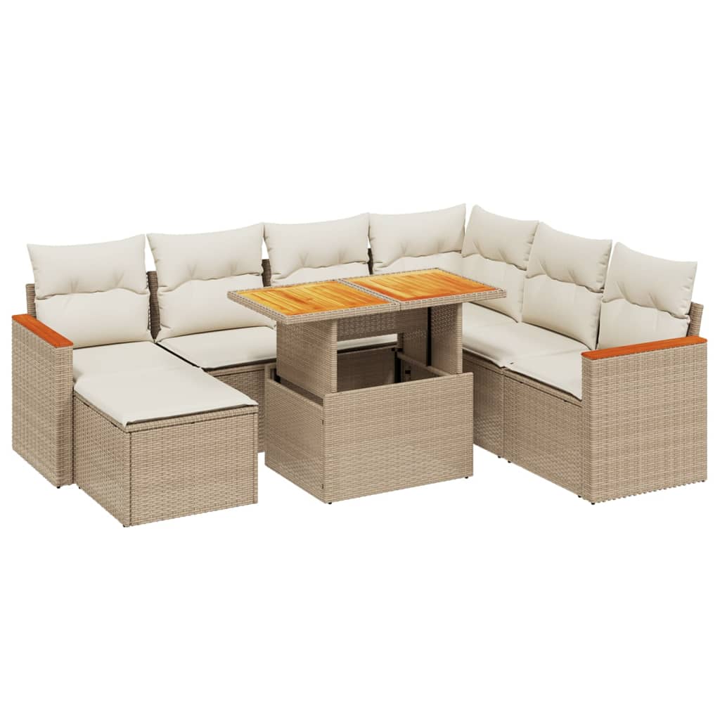 8-delige Loungeset met kussens poly rattan beige is nu te koop bij PeponiXL, paradijselijk wonen!