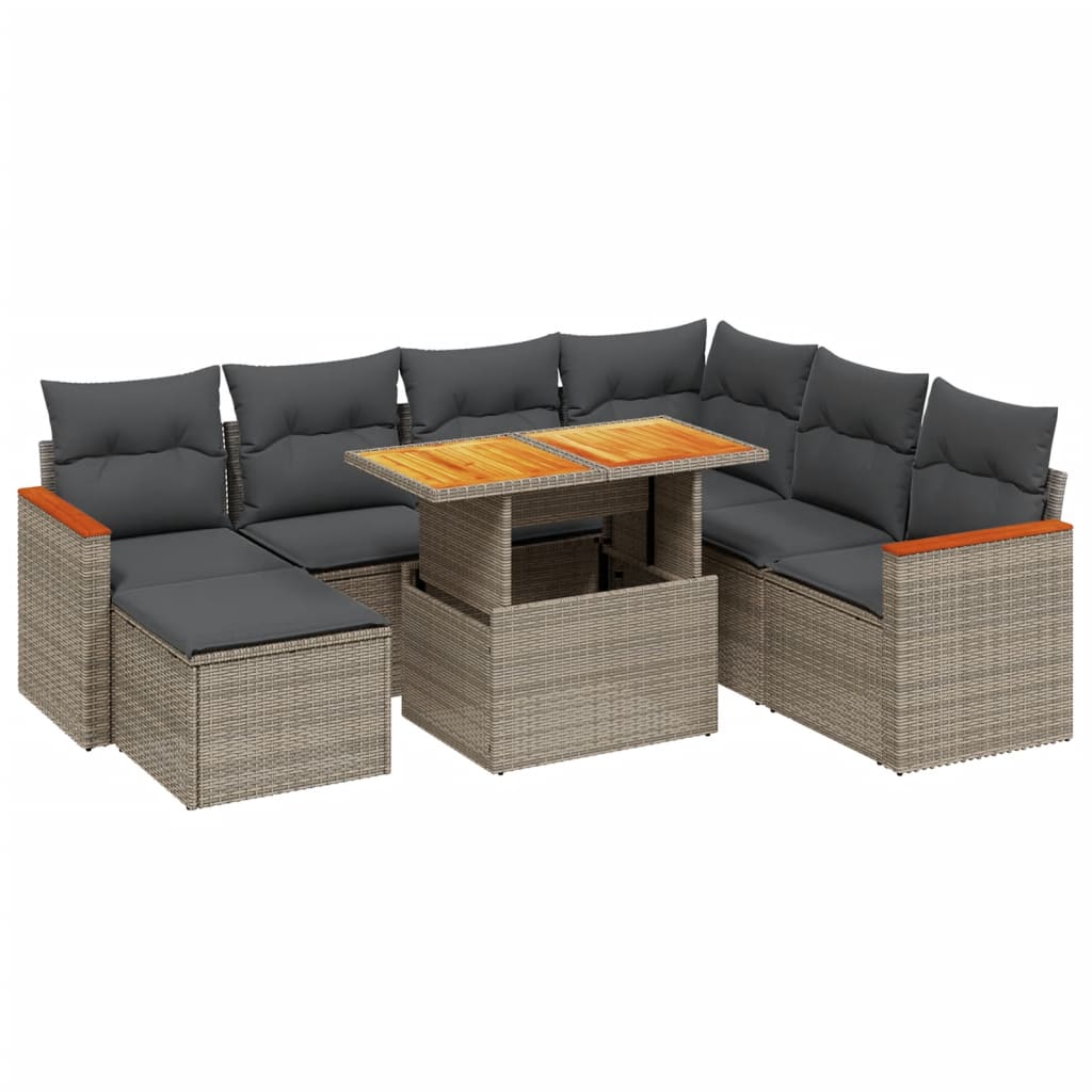 8-delige Loungeset met kussens poly rattan grijs is nu te koop bij PeponiXL, paradijselijk wonen!