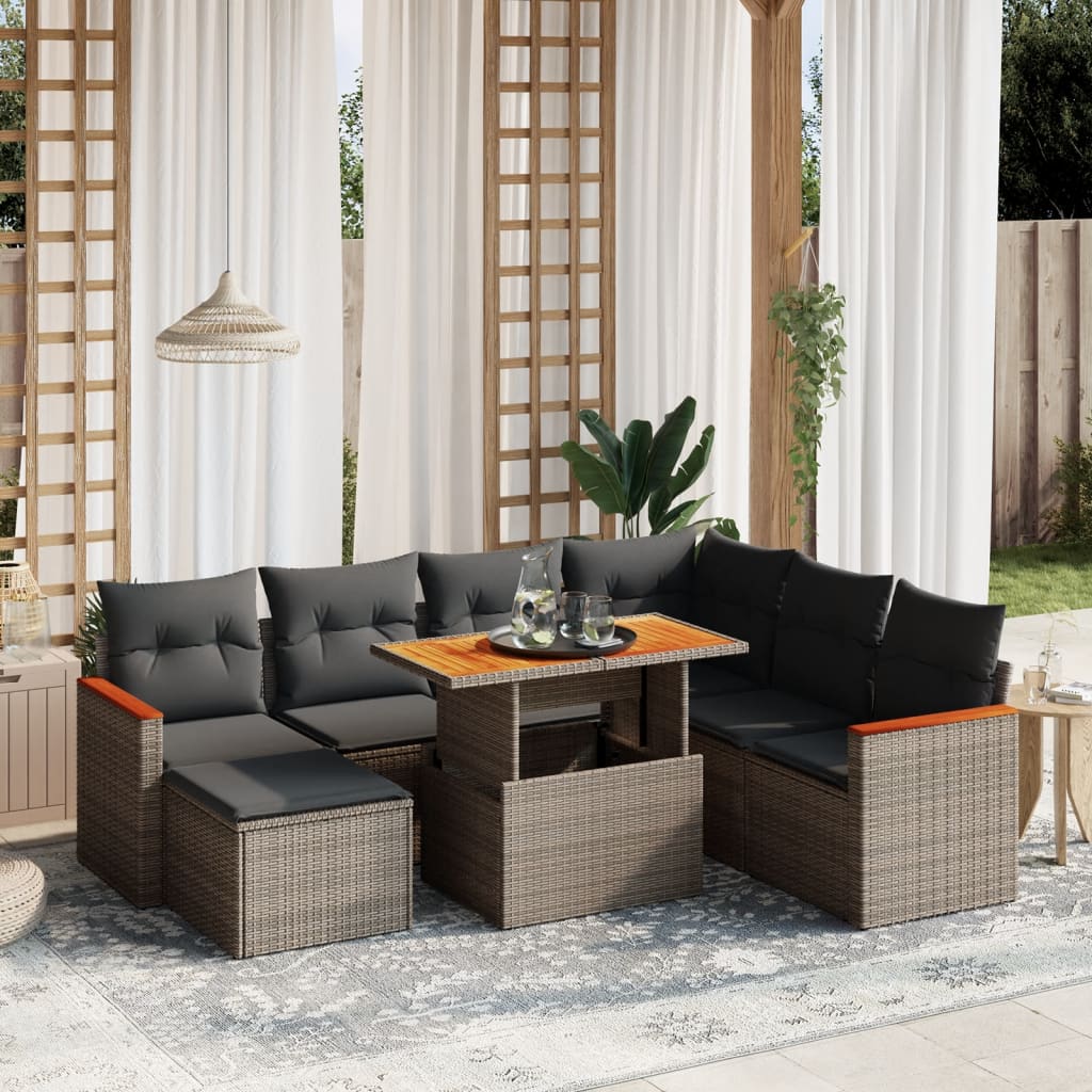 8-delige Loungeset met kussens poly rattan grijs is nu te koop bij PeponiXL, paradijselijk wonen!