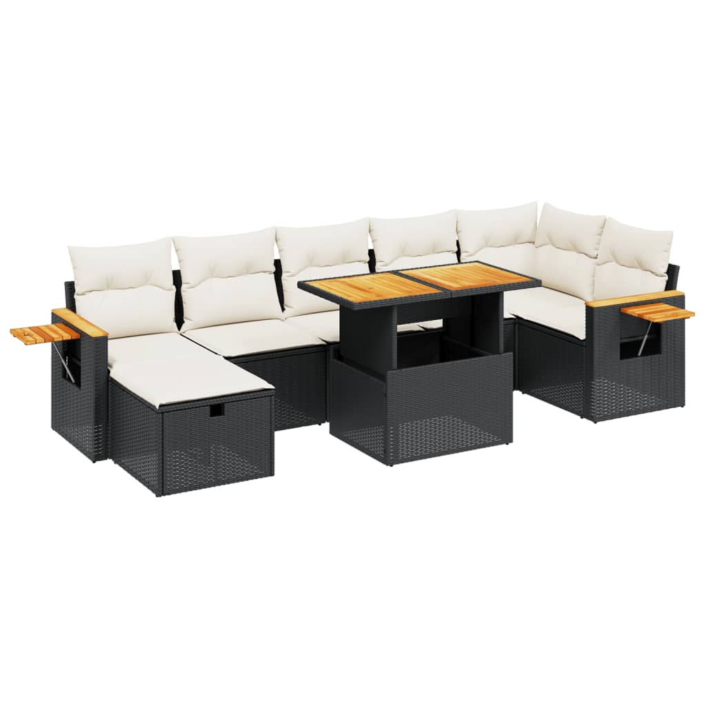 8-delige Loungeset met kussens poly rattan zwart is nu te koop bij PeponiXL, paradijselijk wonen!