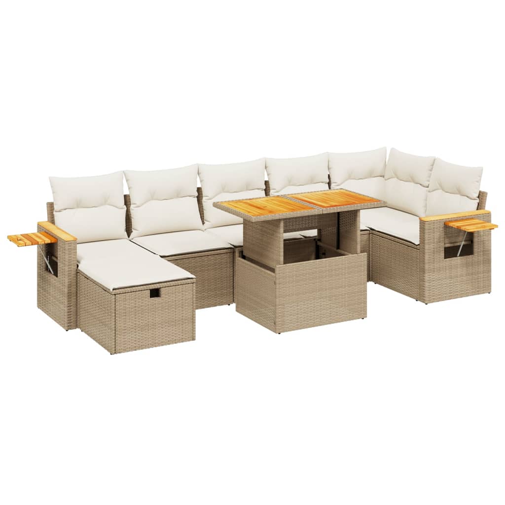 8-delige Loungeset met kussens poly rattan beige is nu te koop bij PeponiXL, paradijselijk wonen!