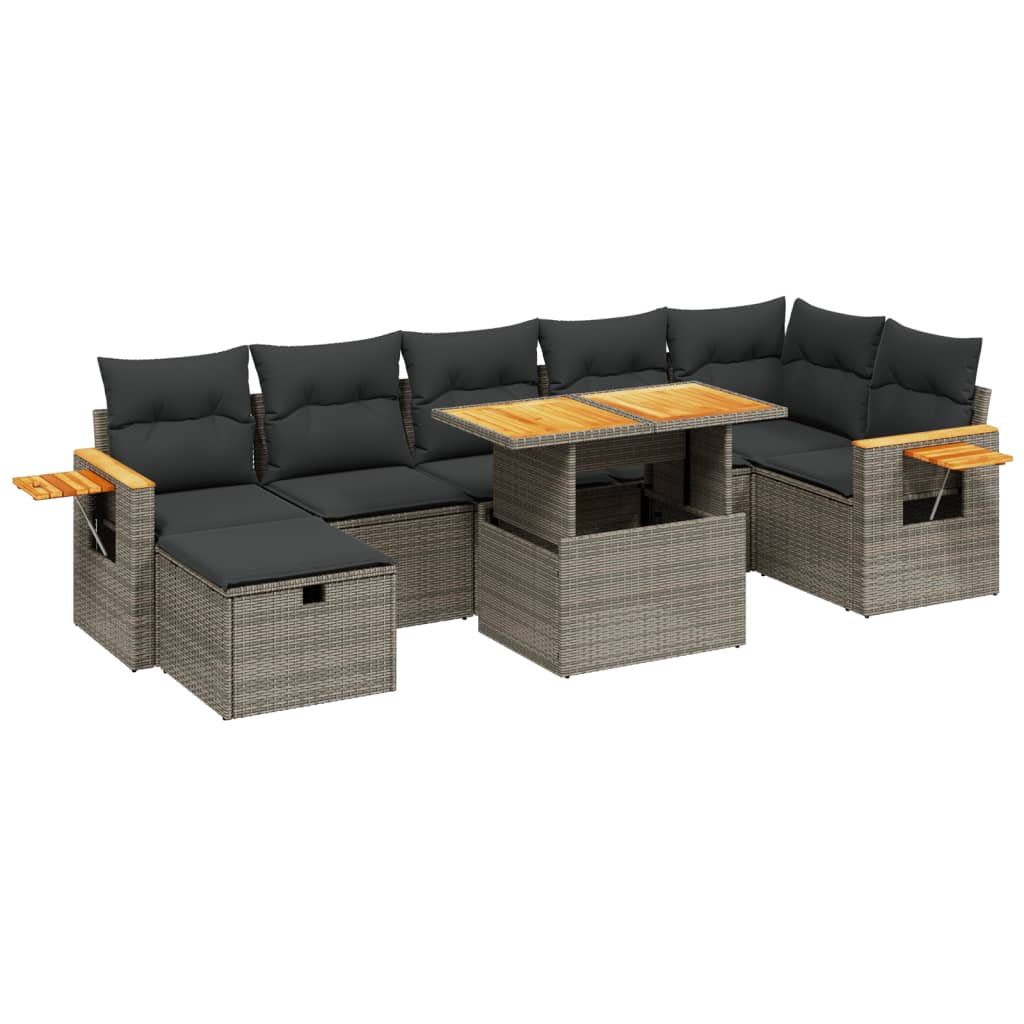 8-delige Loungeset met kussens poly rattan grijs is nu te koop bij PeponiXL, paradijselijk wonen!
