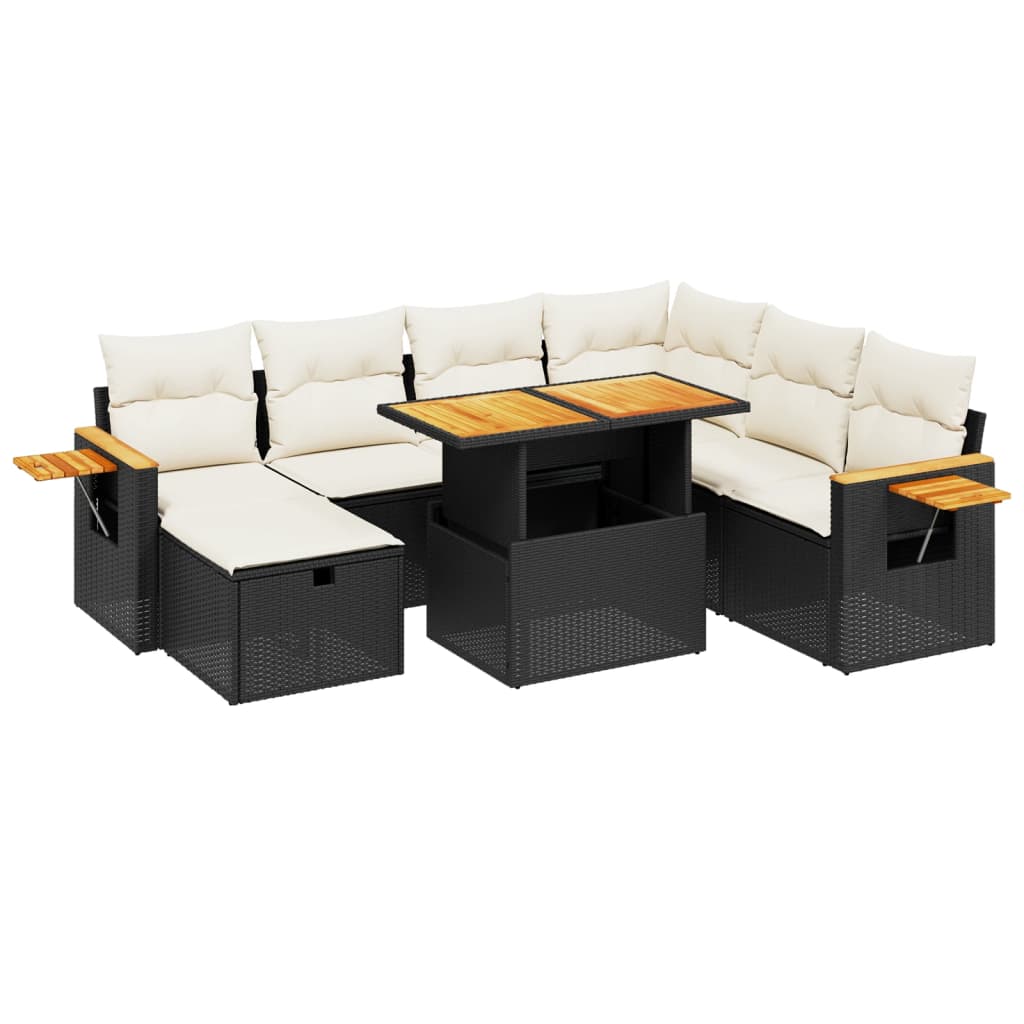8-delige Loungeset met kussens poly rattan zwart is nu te koop bij PeponiXL, paradijselijk wonen!